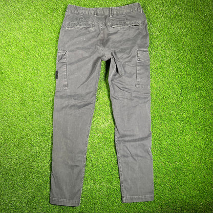 Stone Island Grey Compass Motif Cargo Pants Size 33 USED x15918
