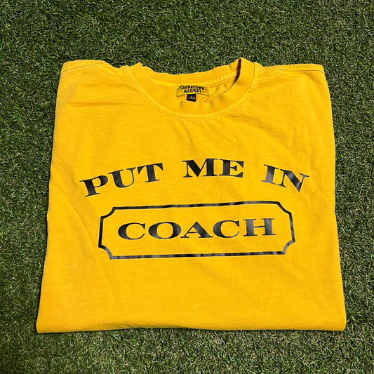 Chinatown Market Put Me in Coach Yellow Tee Size Large USED x13904