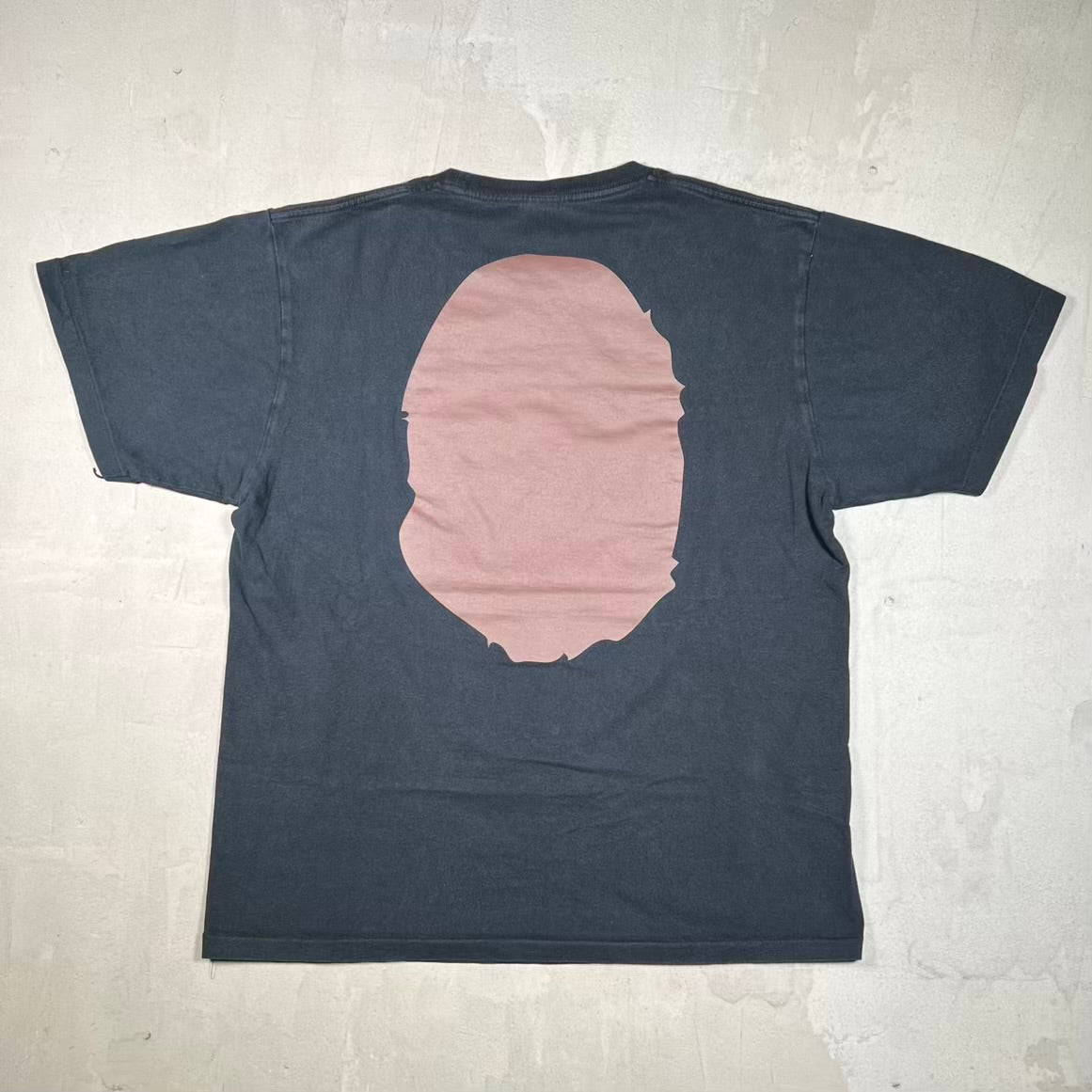 Bape Big Ape Head Black Tee Size Large USED x18745
