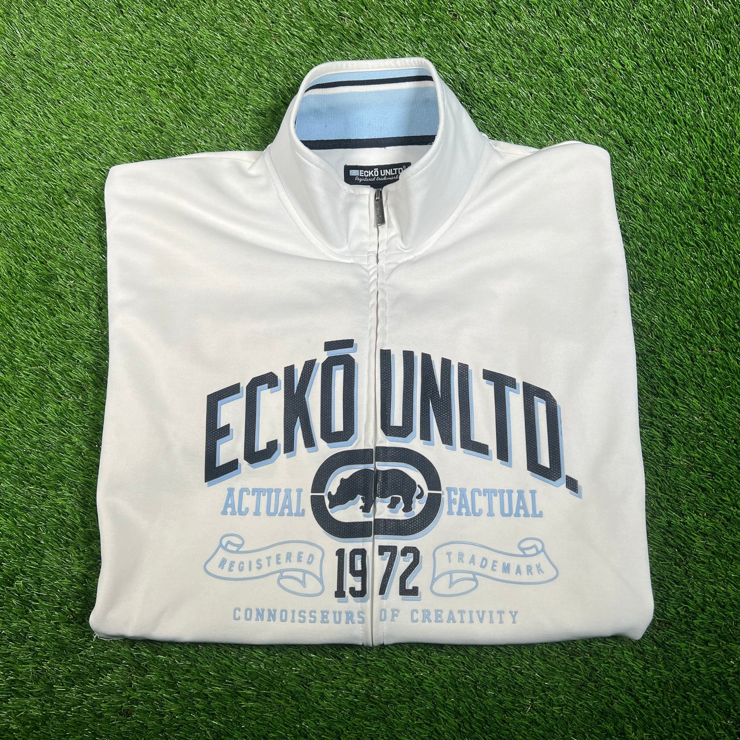 Y2K Ecko Unlimited White Full Zip Track Jacket Size XL USED v17633
