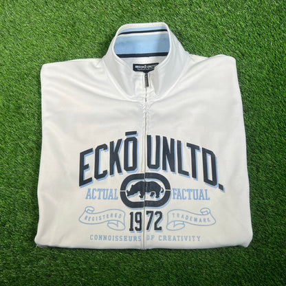 Y2K Ecko Unlimited White Full Zip Track Jacket Size XL USED v17633