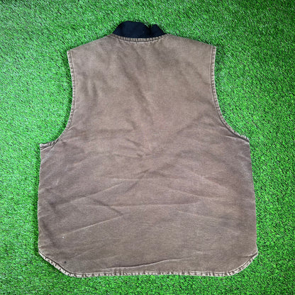 1990s Carhartt Brown Vest Size XL USED v16569