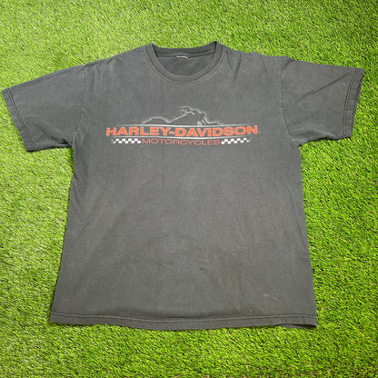 Y2K Harley Davidson Motorcycle Farthest North Alaska Black Tee Size Large USED v16543