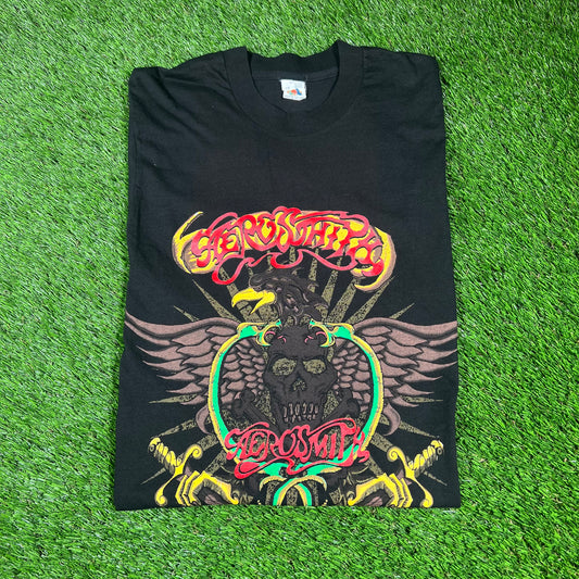 1993 Aerosmith Aero Force One Tour Black Tee Size Large USED v16633