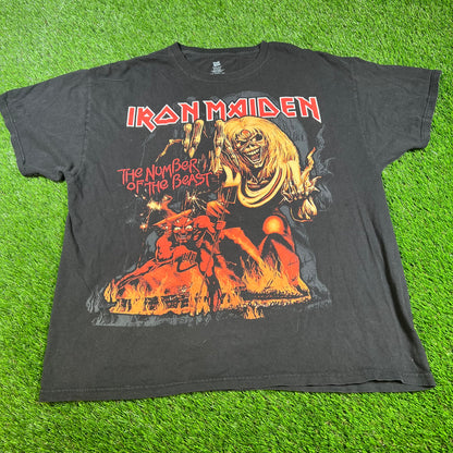Y2K Iron Maiden "The Number of the Beast" Black Tee Size XL USED v16689