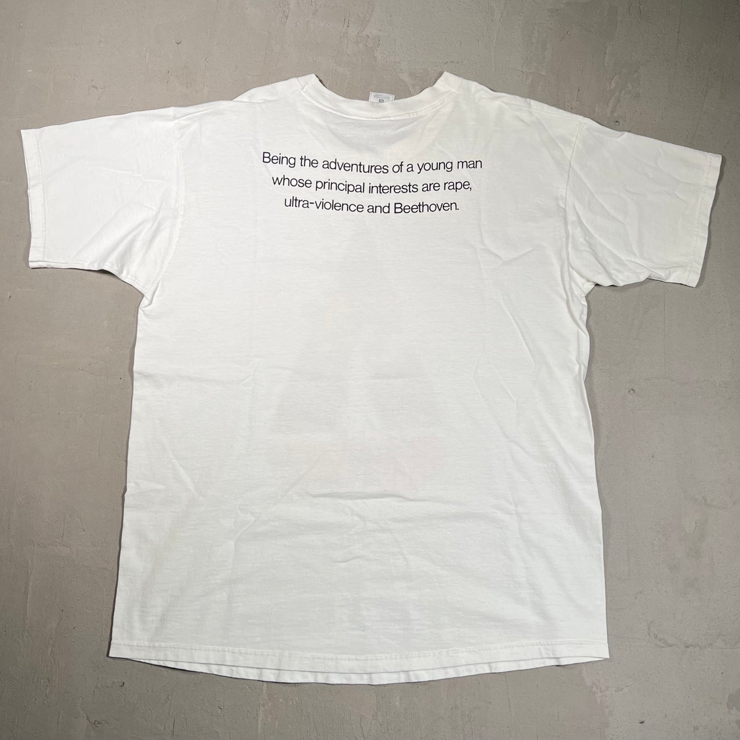 1990's Clockwork Orange Movie Promo White Tee Size XL USED v13779