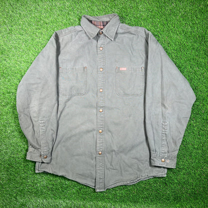 Y2K Carhartt Green Canvas Button Up Light Jacket Size Large USED v18713