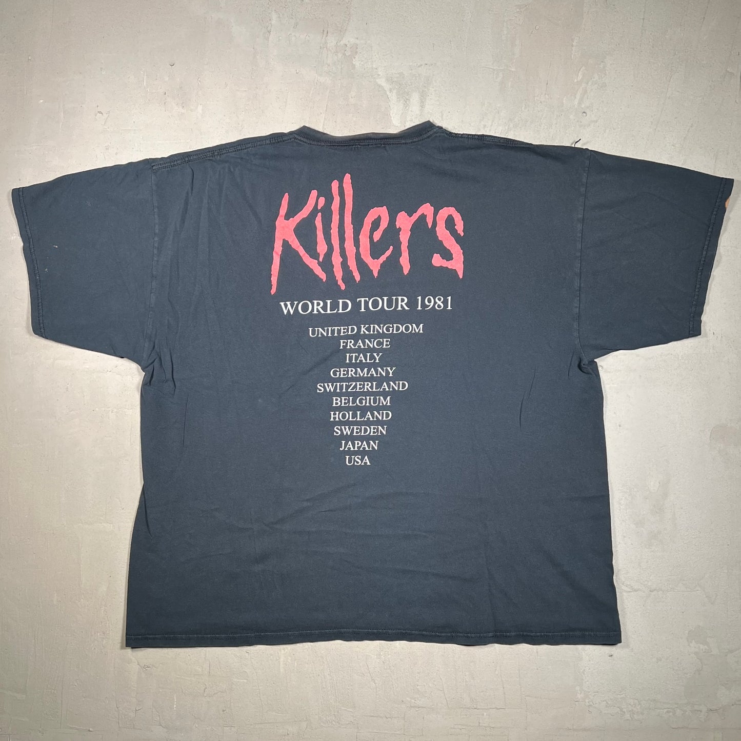 Iron Maiden Killers Skeleton World Tour Black Tee Size XXL USED v19359