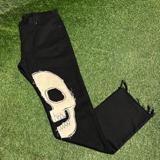 MNML Skull Patches Black Jeans Size 36 USED v16500
