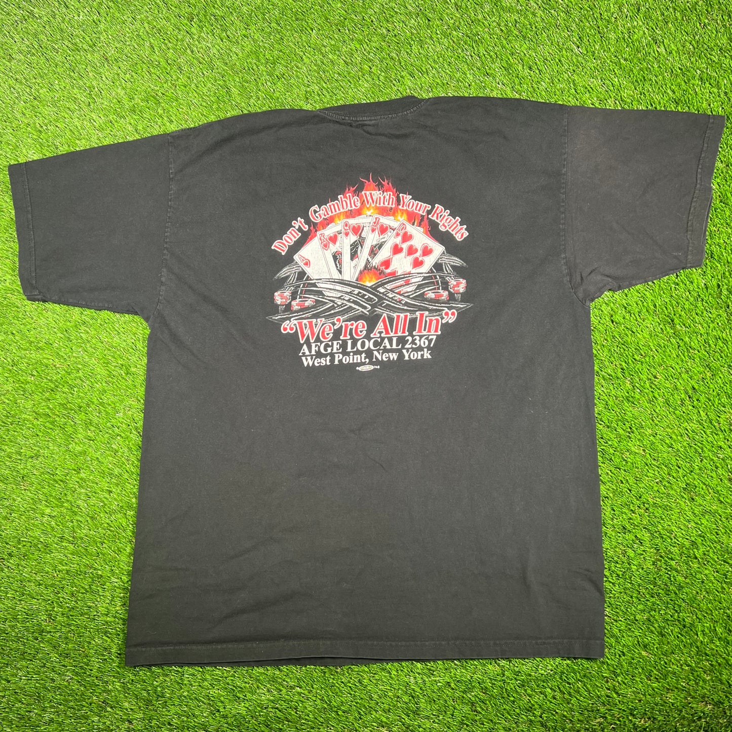 Y2K Dont Gamble With Your Rights Black Tee Size XXL USED v17443
