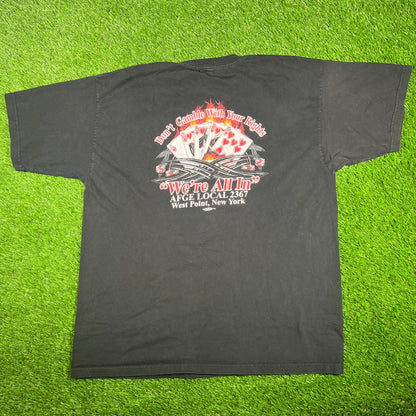 Y2K Dont Gamble With Your Rights Black Tee Size XXL USED v17443
