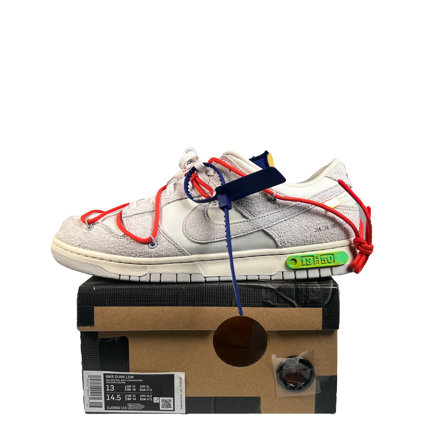 Nike Dunk Low Off White Lot 13 (2021) Size 13 USED s21903
