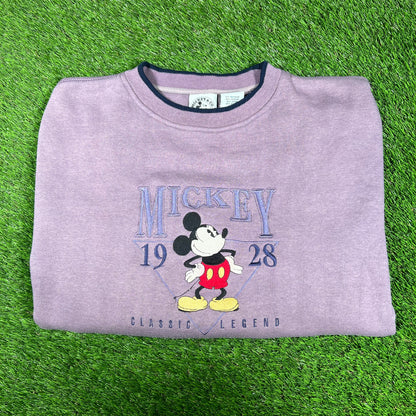 1990s Mickey Mouse Classic Legend Embroidered Purple Crewneck Size XL USED v17047
