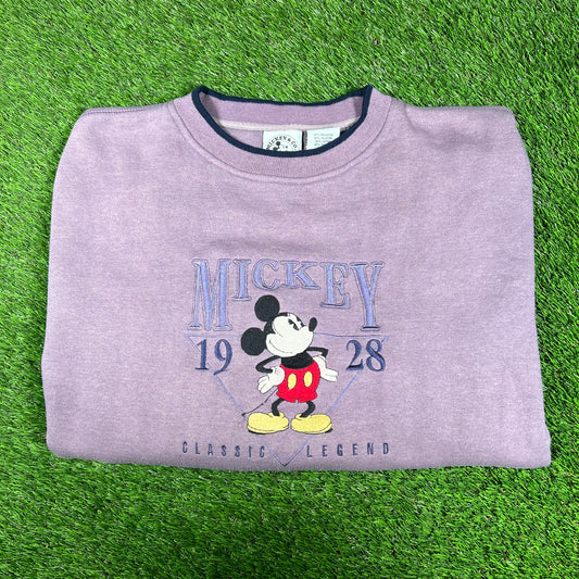 1990s Mickey Mouse Classic Legend Embroidered Purple Crewneck Size XL USED v17047
