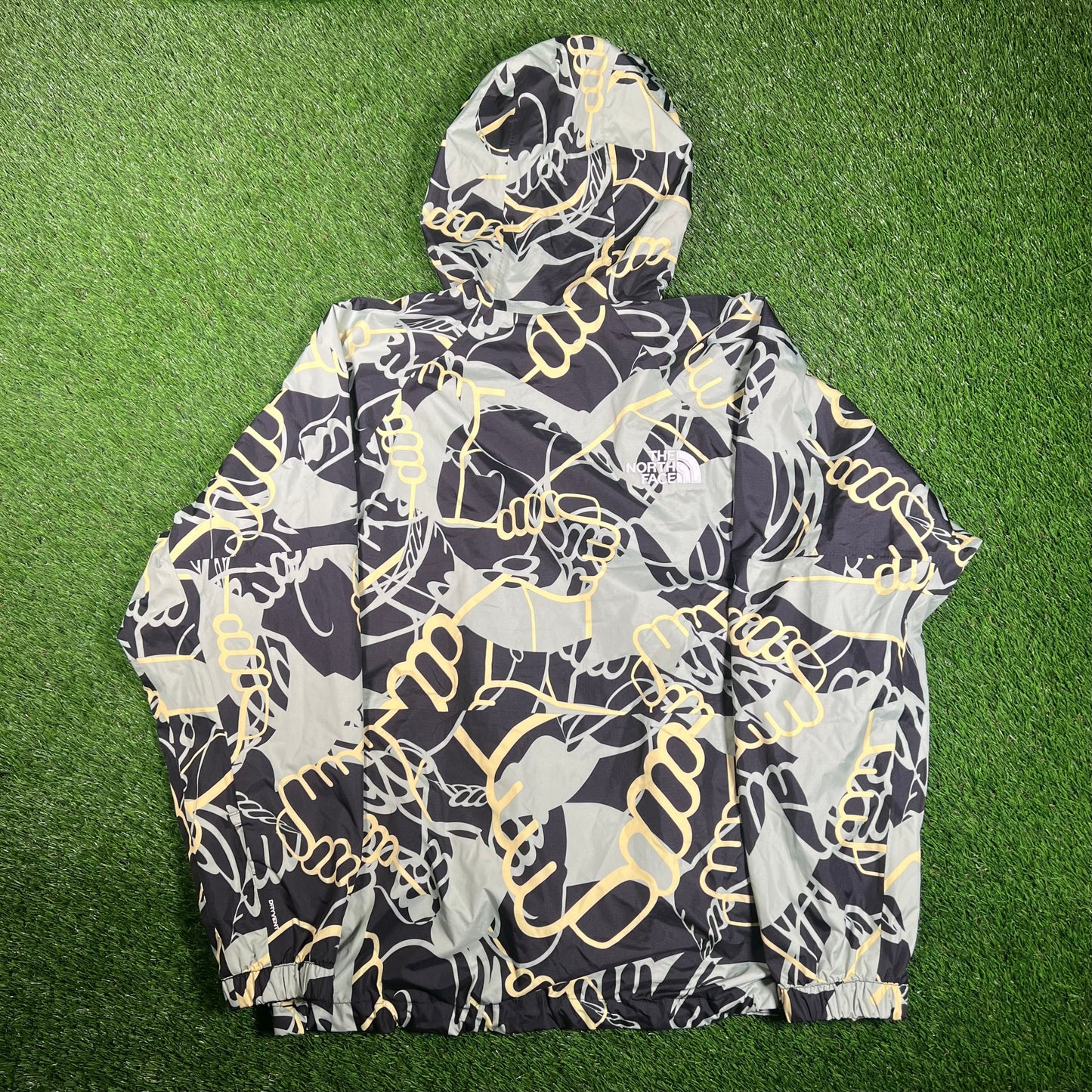 North Face Mint/Black AOP Full Zip Windbreaker Size Large USED v17974