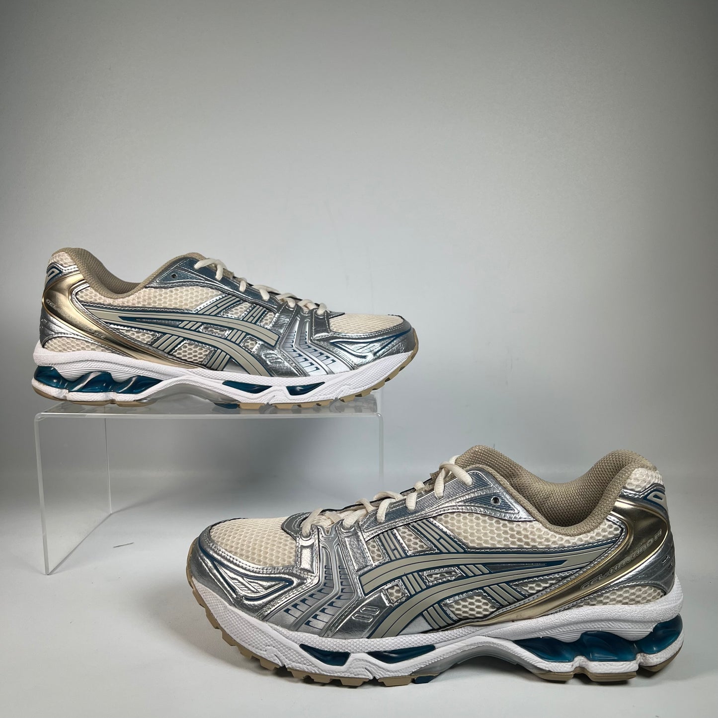 Asics Gel-Kayanio 14 Cream Pure Silver Champagne (2021) Size 10 USED s22259
