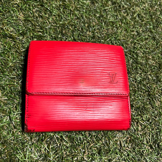 1990s Louis Vuitton Red Epi Leather Elise Snap Red Wallet USED x13977