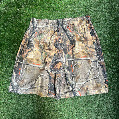 Eric Emanuel Orange Logo Green Camo Shorts Size Medium USED x14037