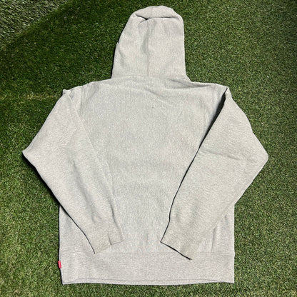 Supreme Box Logo Safety Orange Grey Hoodie Size Medium USED x13580 FW17