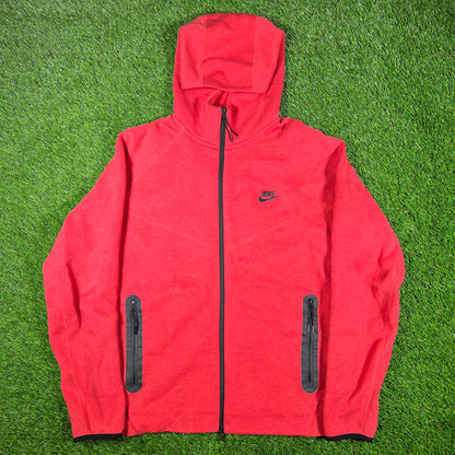 Nike Tech Red Hoodie Size Large USED v16928