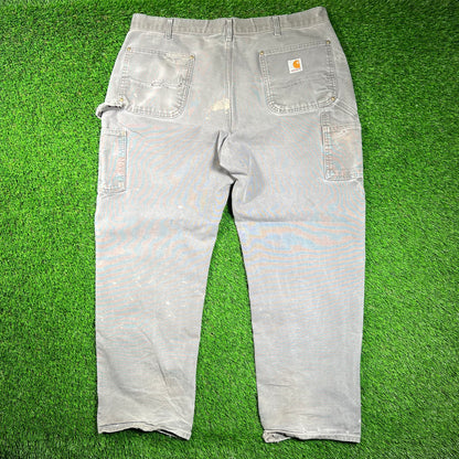 Carhartt Grey Double Knee Carpenter Pants Size 38x29 USED v18419