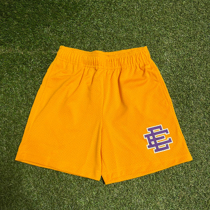 Eric Emanuel Purple Logo Yellow Shorts Size Small NEW x13447