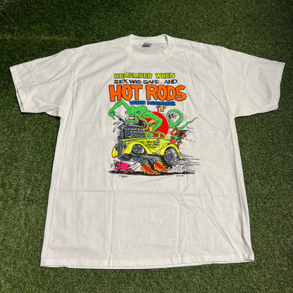 1991 Rat Fink Sex Was Safe Hot Rods White Tee Size XXL NEW v16429