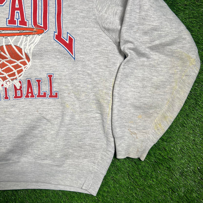1990s Depaul University Basketball Grey Crewneck Size Large USED v18249