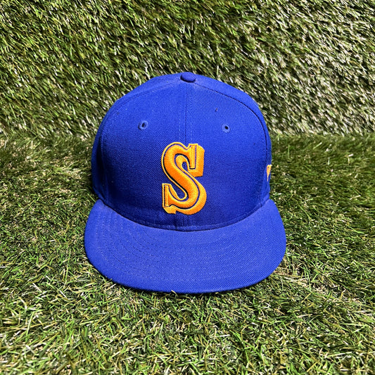 New Era MLB Seattle Mariners Blue Hat Size 7 3/8 USED v15981