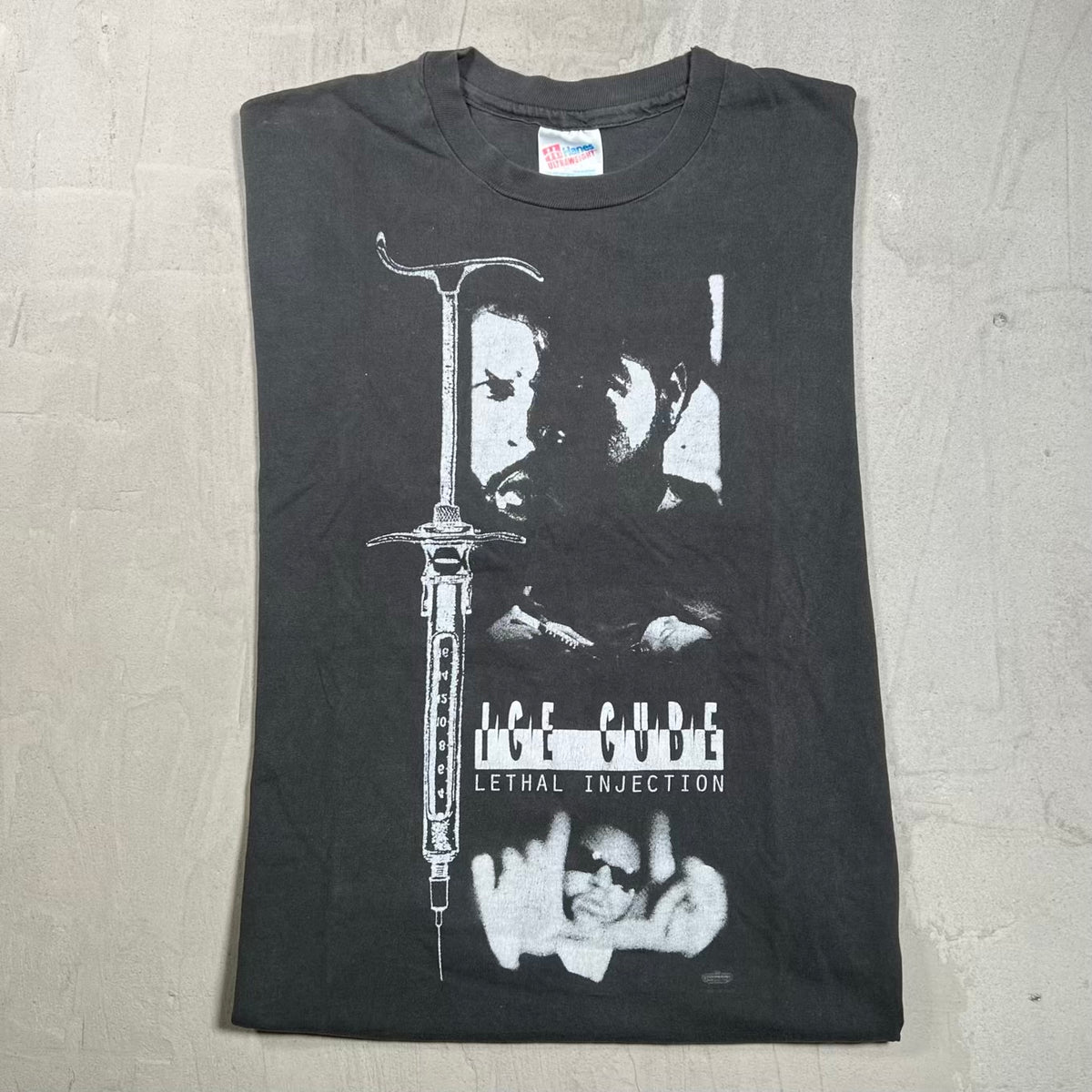 1994 Ice Cube Leathal Injection Black Tee Size Large USED v20103