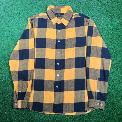 OVO Yellow Buffalo Plaid Flannel Shirt Size Large USED x15566