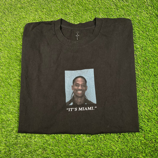 Travis Scott Black "It's Miami" Tee Size XXL USED x15422