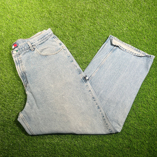 1990s Tommy Hilfiger Blue Jeans Hammer Loop Size 40x32 USED v18064