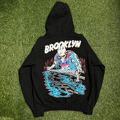 Warren Lotas Brooklyn Nets Something Is Brewing Black Hoodie Size Medium USED x13500