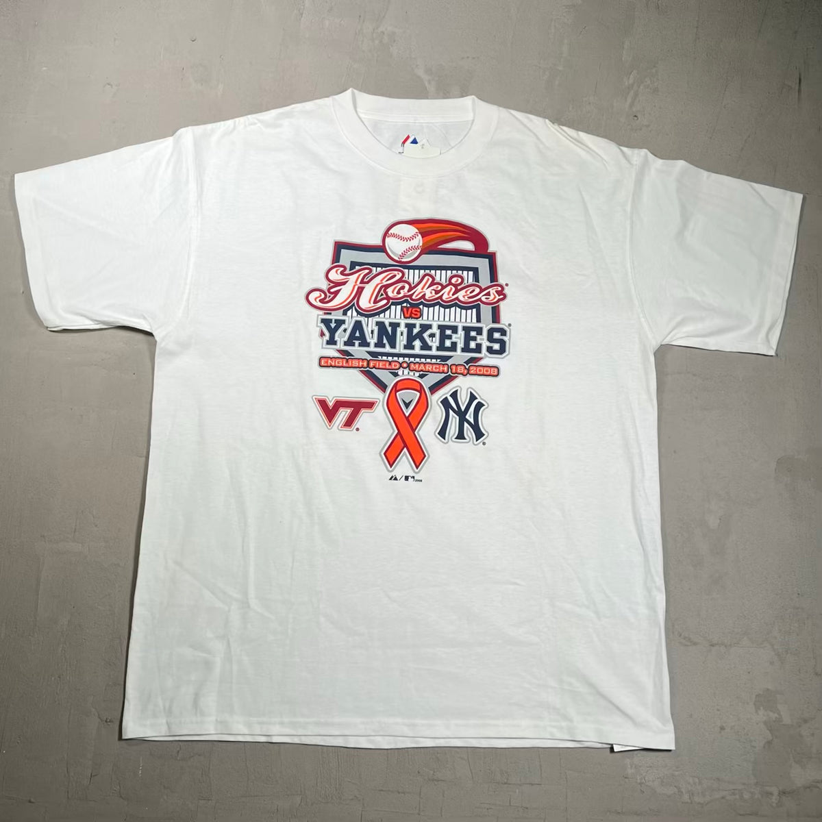 2008 Yankee Vs Hokies White Tee Size XL NEW v20102