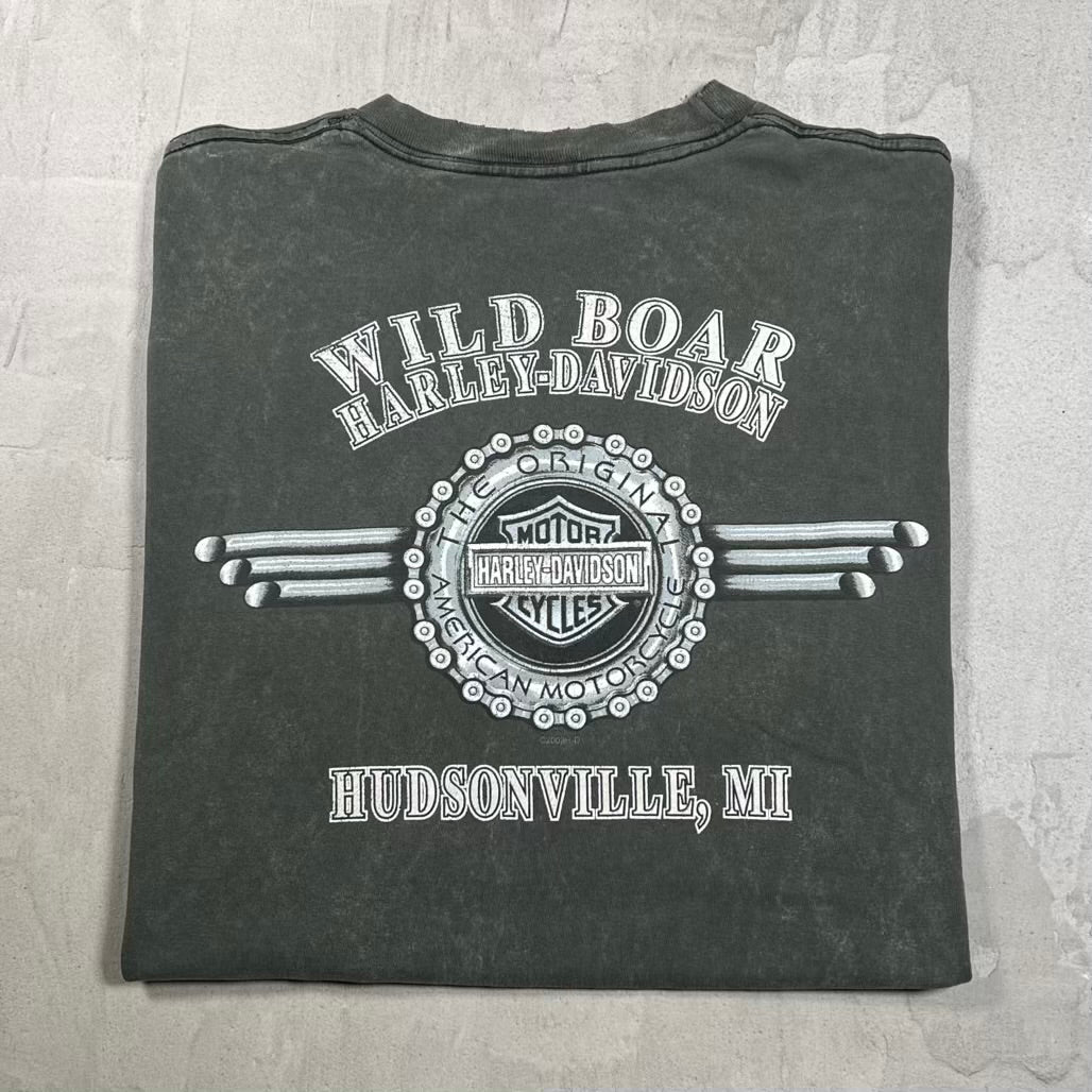 2002 Harley Davidson Green "Road Trip" Tee Size Large USED v20405