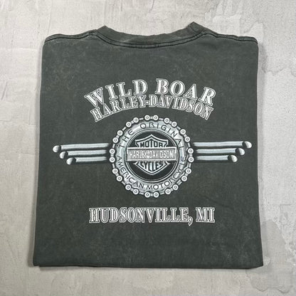 2002 Harley Davidson Green "Road Trip" Tee Size Large USED v20405