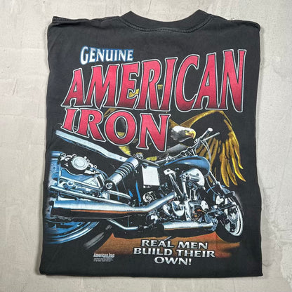 1998 Amerian Iron Finest Motorcycle Washed Black Tee Size Large USED v20053
