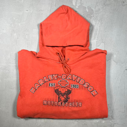 2004 Harley Davidson Orange Hoodie Size Large USED v20311