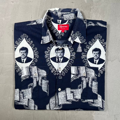 Supreme Kennedy Button Up Shirt Navy (2013) Size Large USED x18873