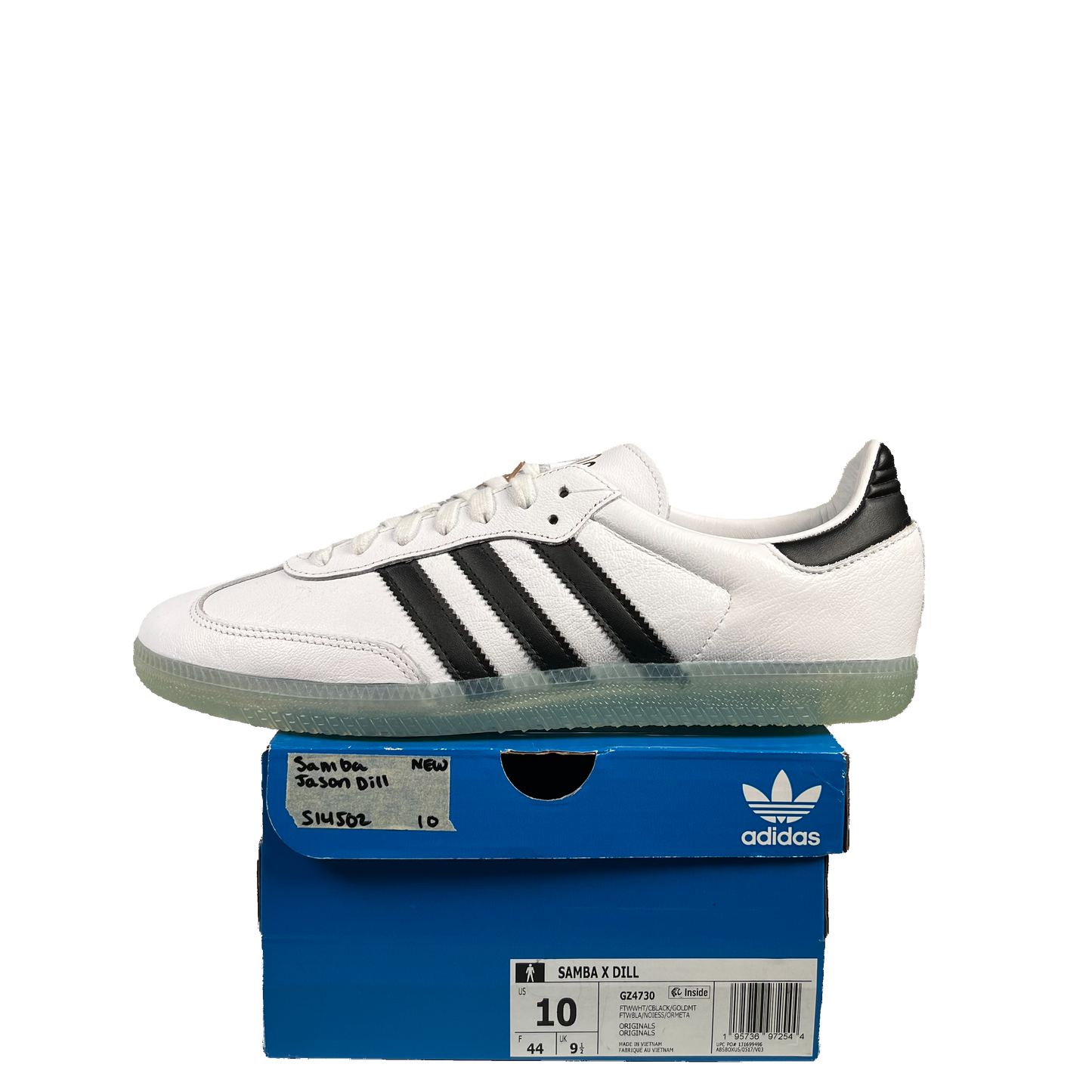 adidas Samba Jason Dill White Black Size 10 NEW s14502