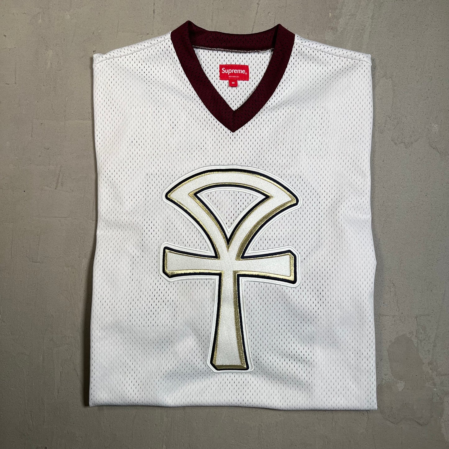 Supreme Ankh White/Green Hockey Jersey Size Medium USED x17631