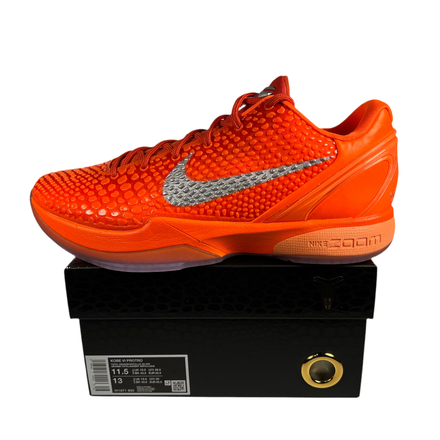 Nike Kobe 6 Total Orange Size 11.5 NEW s17526