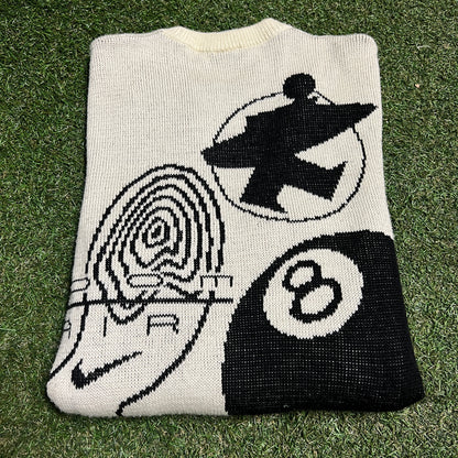 Stussy x Penny Knit AOP Cream Crewneck Size Medium USED x13787