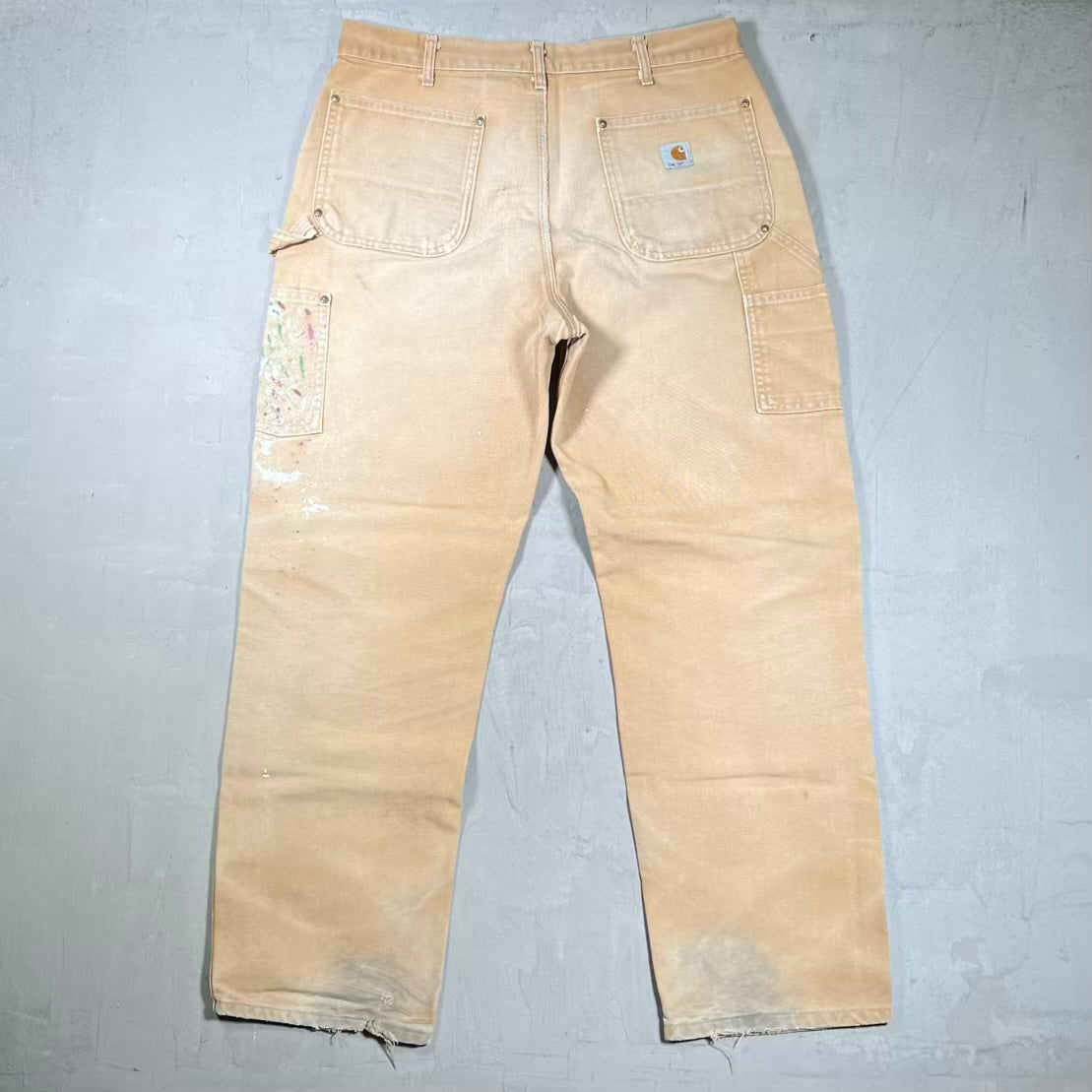 Y2K Carhartt Thrashed Tan Double Knees Size 36 USED v20432