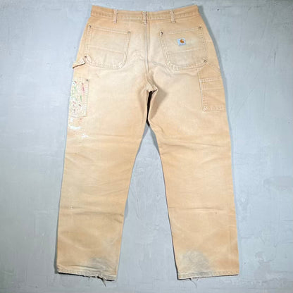 Y2K Carhartt Thrashed Tan Double Knees Size 36 USED v20432