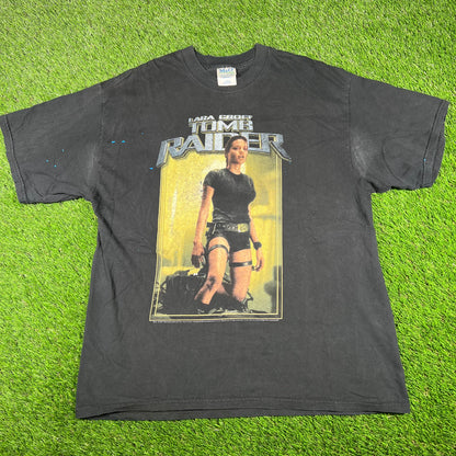 2001 Lara Croft Tomb Raider Black Tee Size XL USED v16805