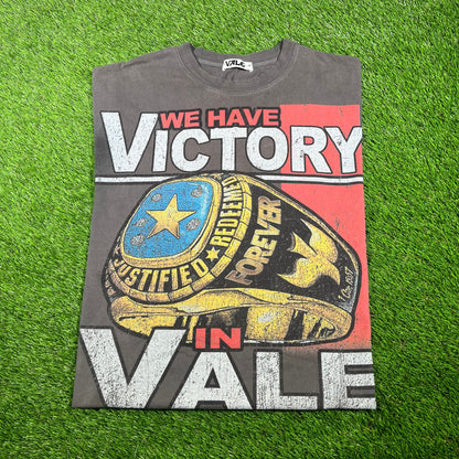 Vale Victory Gold Ring Grey Tee Size Medium USED x15160