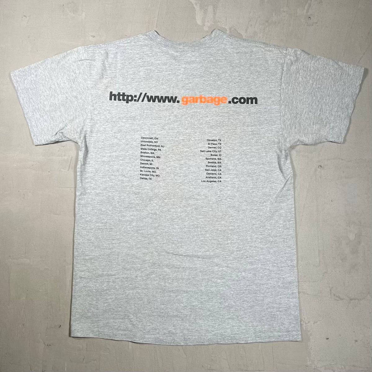 1998 Garbage Tour Grey Tee Size Large USED v20229