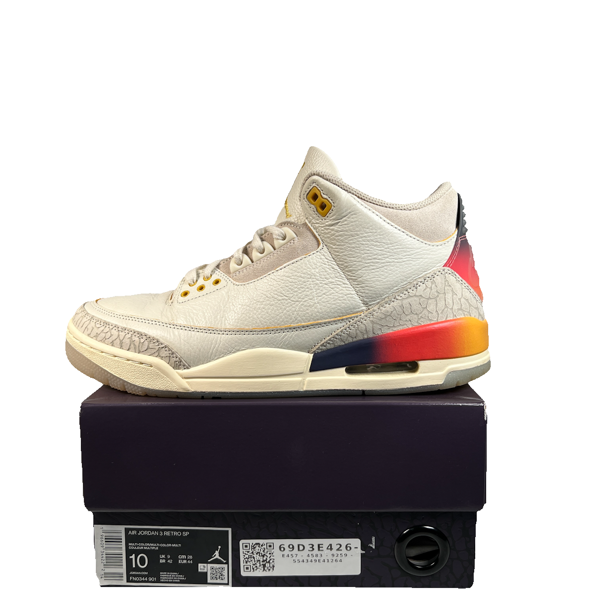Jordan 3 J Balvin Medellin Sunset (2023) Size 10 USED s23151